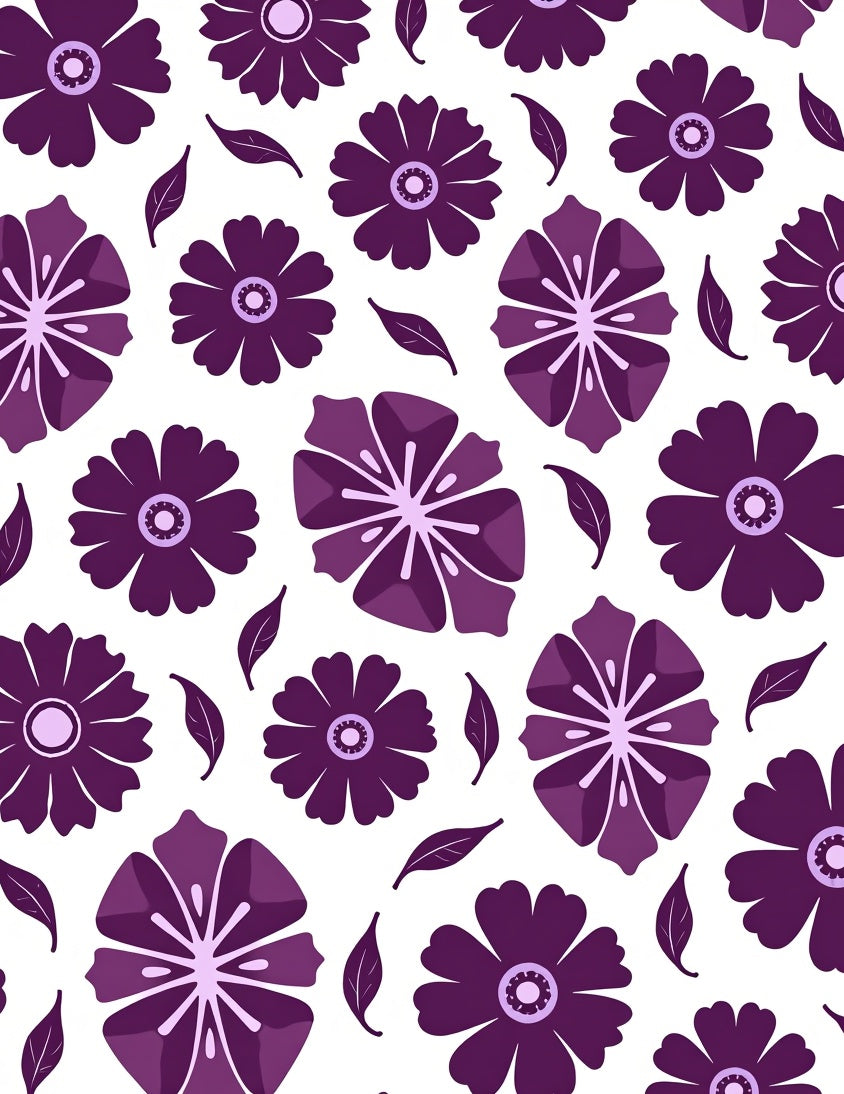 Vibrant Purple Floral Pattern Design Rug