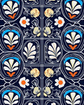 Art Nouveau Floral Dark Blue Rug