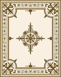Antique Floral Border Geometric Pattern Rug