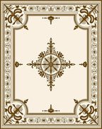 Antique Floral Border Geometric Pattern Rug