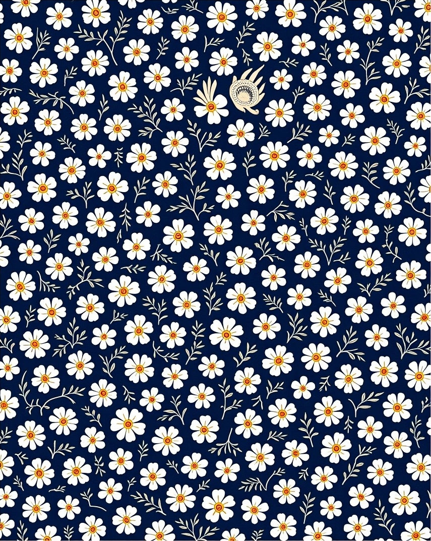 Field Daisy Pattern Navy Rug