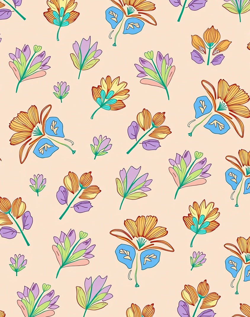 Vibrant Pastel Floral Design Rug