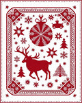 Red Christmas Deer Ornament Snowflake Trees Rug
