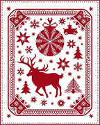 Red Christmas Deer Ornament Snowflake Trees Rug