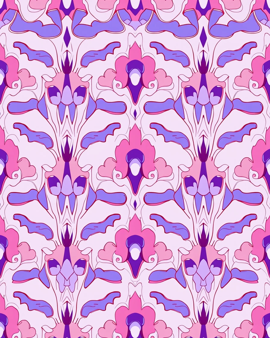 Symmetrical Floral Pattern with Pink Hues Rug