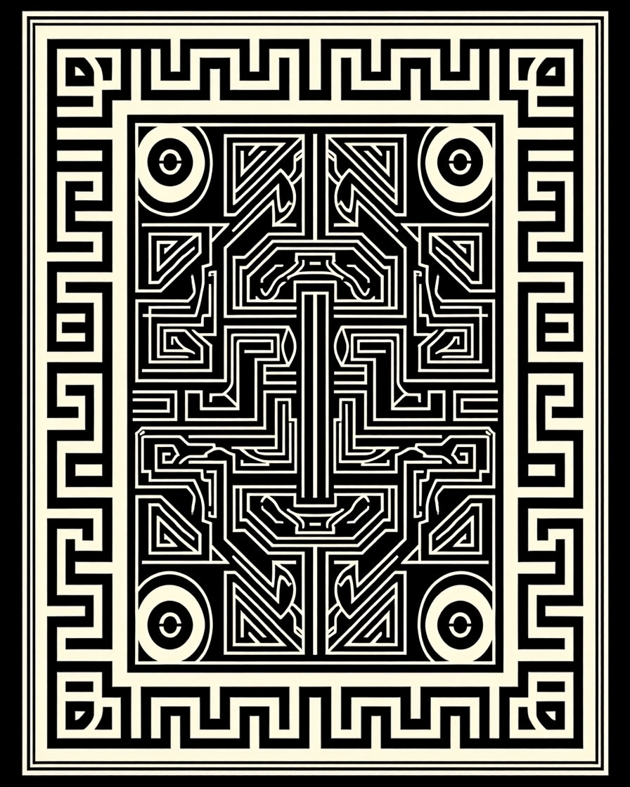 Bold Graphic Maze Design Rug