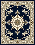Ornate Cream and Navy Floral Rug