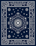 Intricate White Floral Dark Blue Rug