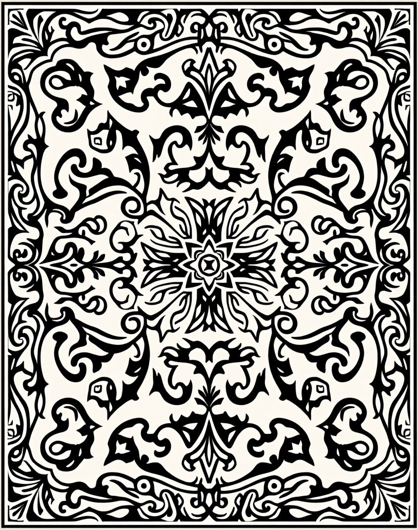 Intricate Floral Swirls Design Rug