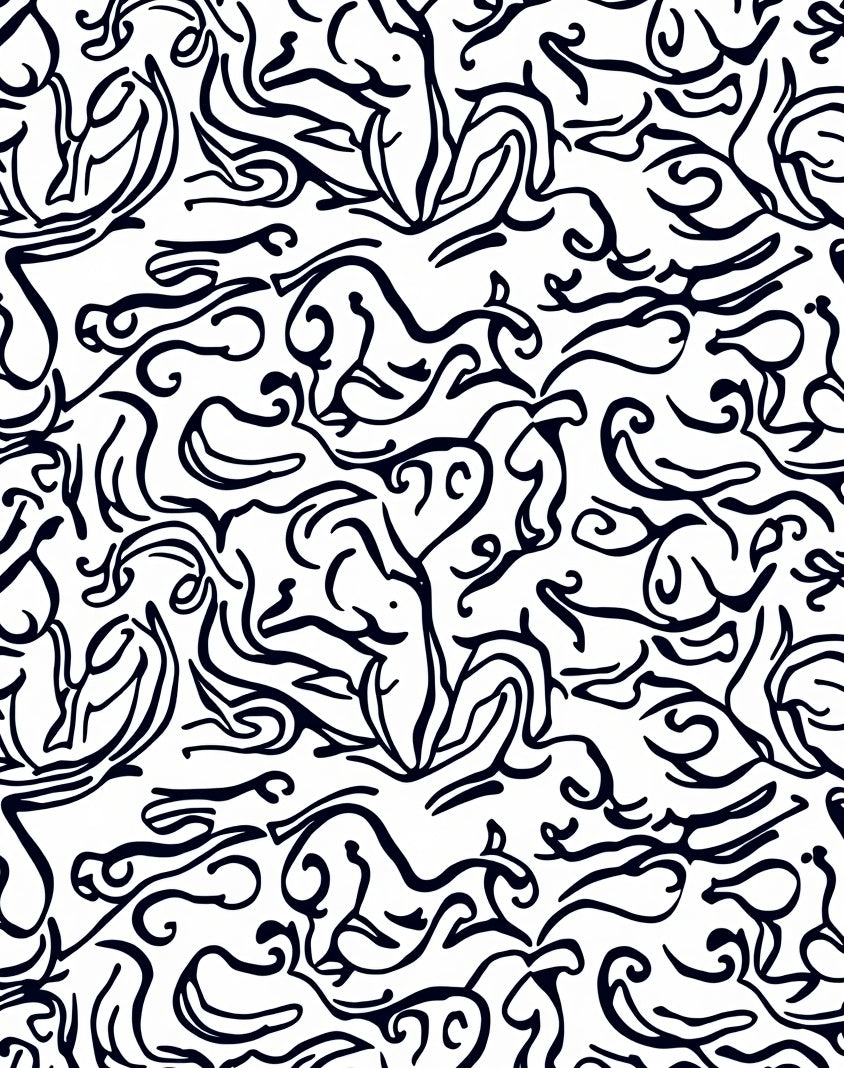 Hand Drawn Abstract Swirl Pattern Rug