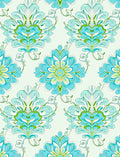 Aqua Teal Floral Damask Pattern Rug