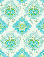 Aqua Teal Floral Damask Pattern Rug