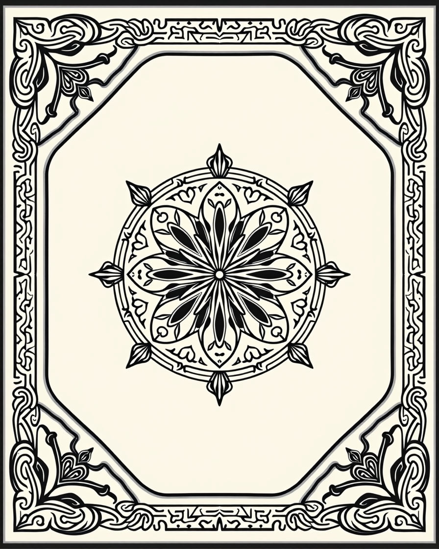 Classic Mandala Bordered Floral Design Rug