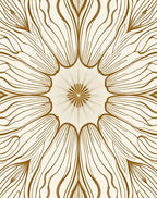 Detailed Floral Sunburst Line Art Rug