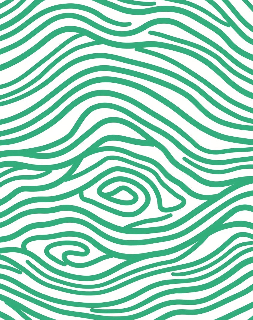Modern Wavy Green Wood Grain Rug