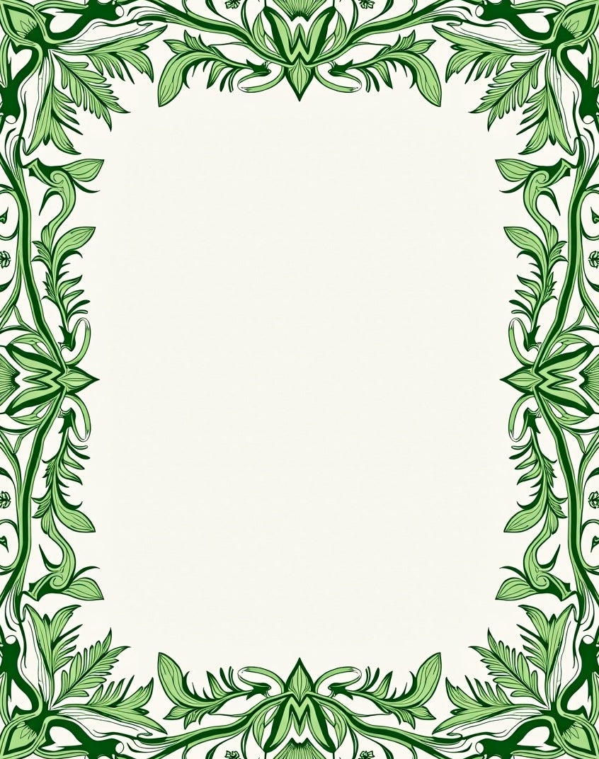 Elegant Green Floral Vines Pattern Rug