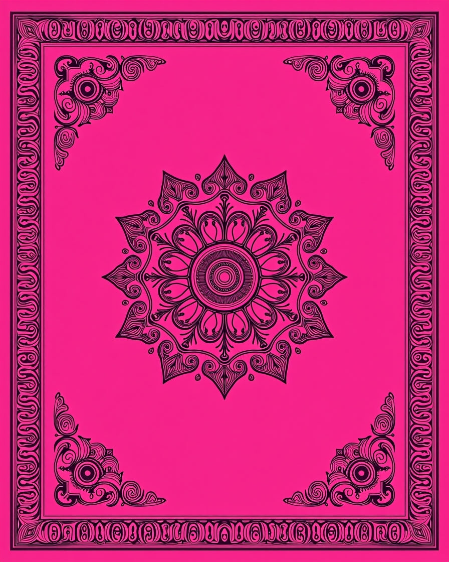 Ornate Mandala Patterned Pink Rug