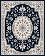 Ornate Floral Leaf Medallion Rug