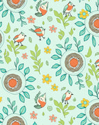 Whimsical Spring Birds Nests Rug