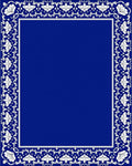 Classic Blue White Floral Border Design Rug
