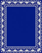 Classic Blue White Floral Border Design Rug