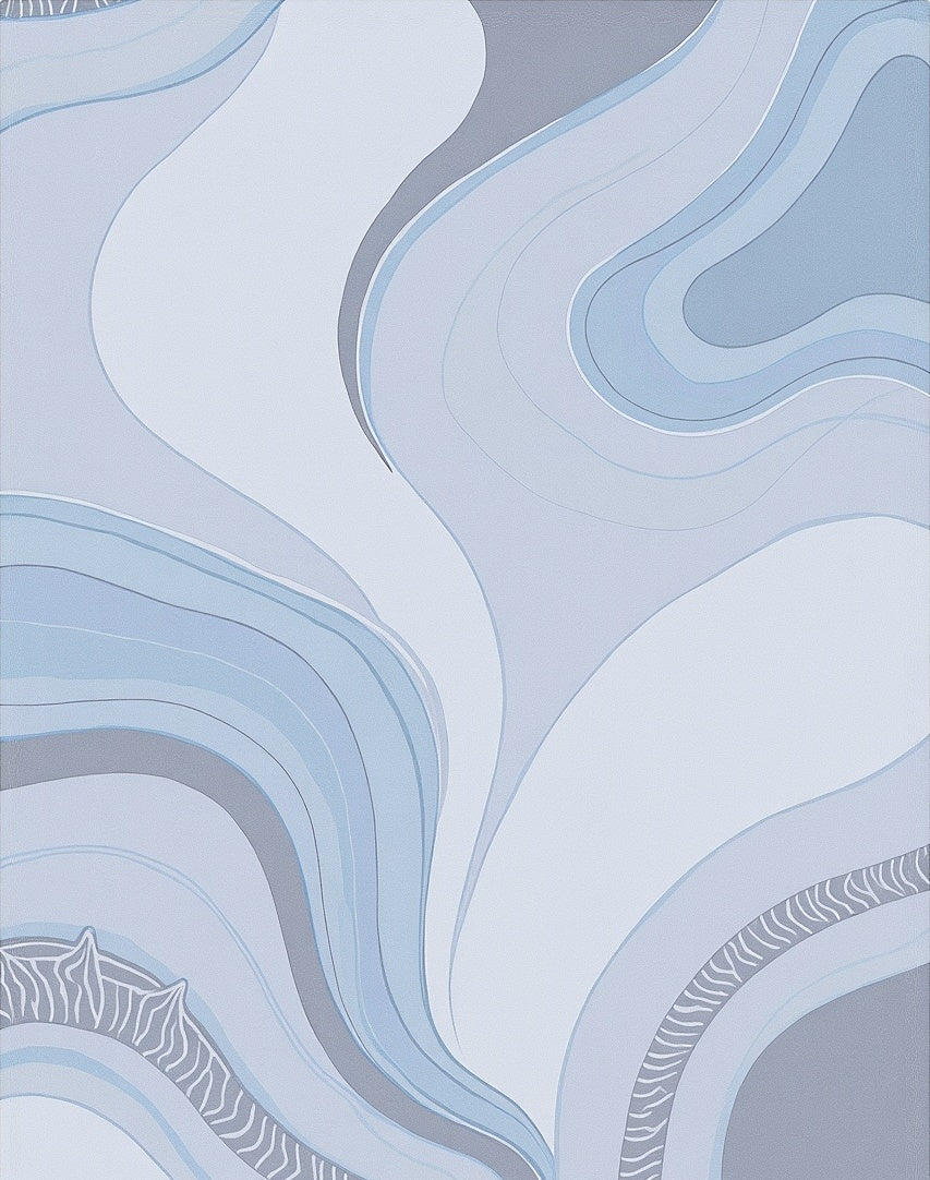 Serene Blue Abstract Swirls Rug