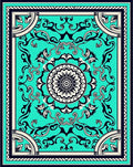 Turquoise Rococo Floral Medallion Rug