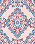 Ornate Floral Medallion Pattern with Pink Blue Rug