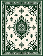Intricate Floral Border Pattern Rug