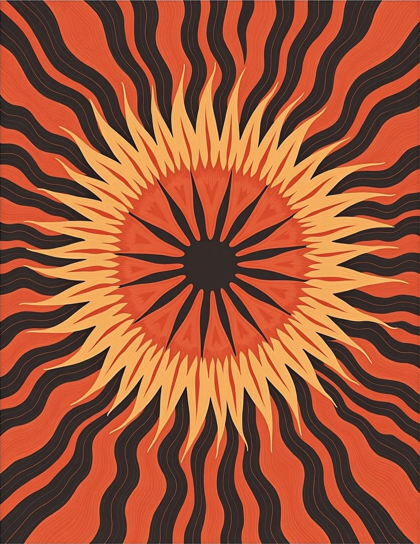 Orange And Yellow Sunburst Rug