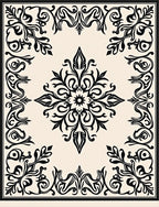 Classic Floral Scrollwork Square Design Rug