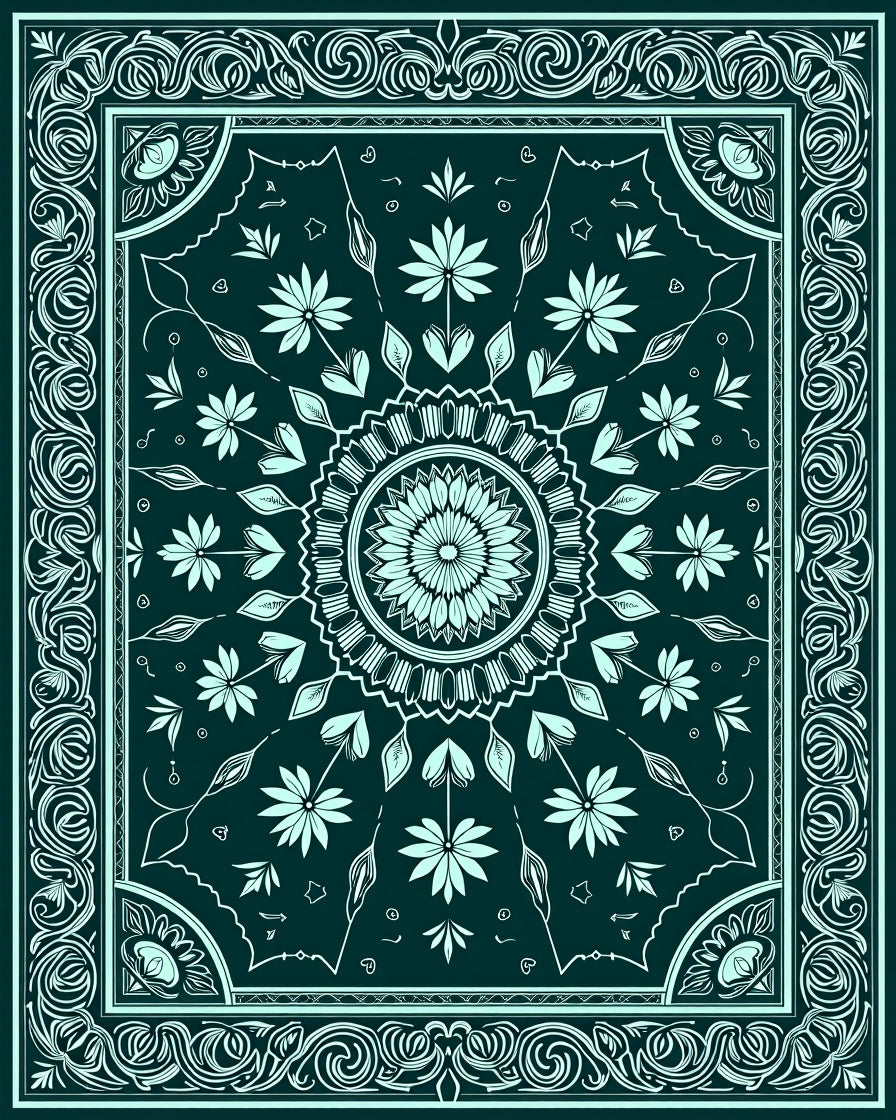 Ornate Floral Mandala Pattern Rug