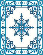 Elegant Blue Snowflake Pattern Rug