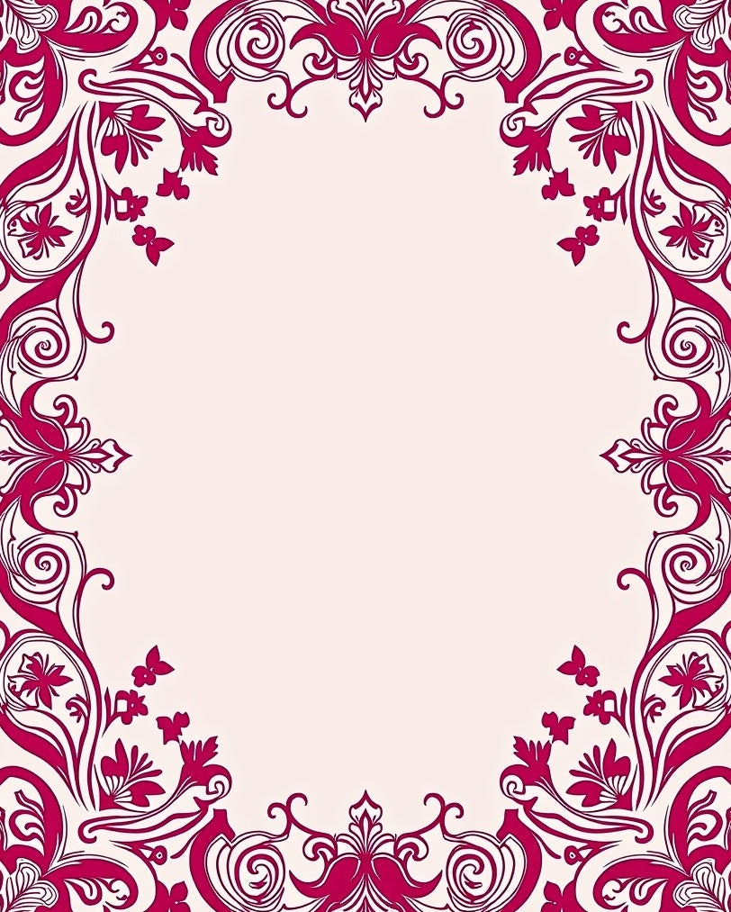 Ornate Floral Swirl Frame Design Rug