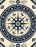 Navy Compass Rose Rope Design Rug