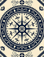 Navy Compass Rose Rope Design Rug