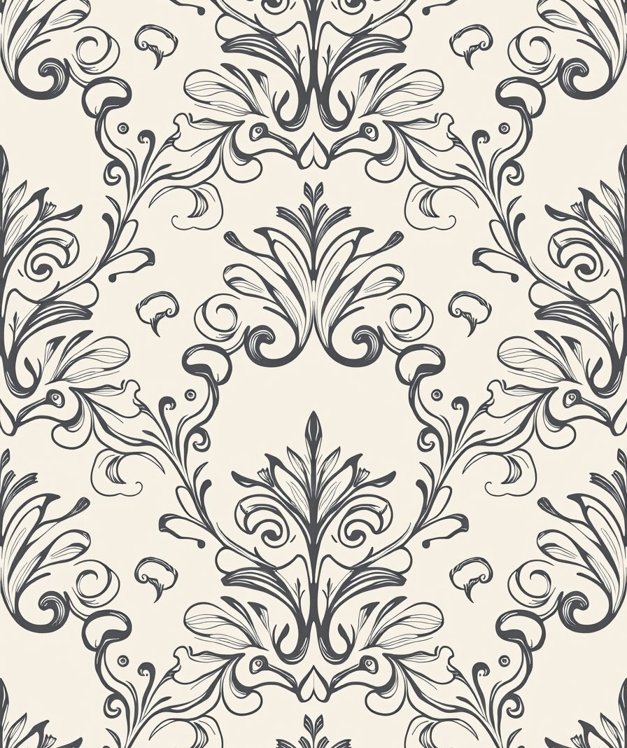 Classic Scrollwork Floral Pattern Rug