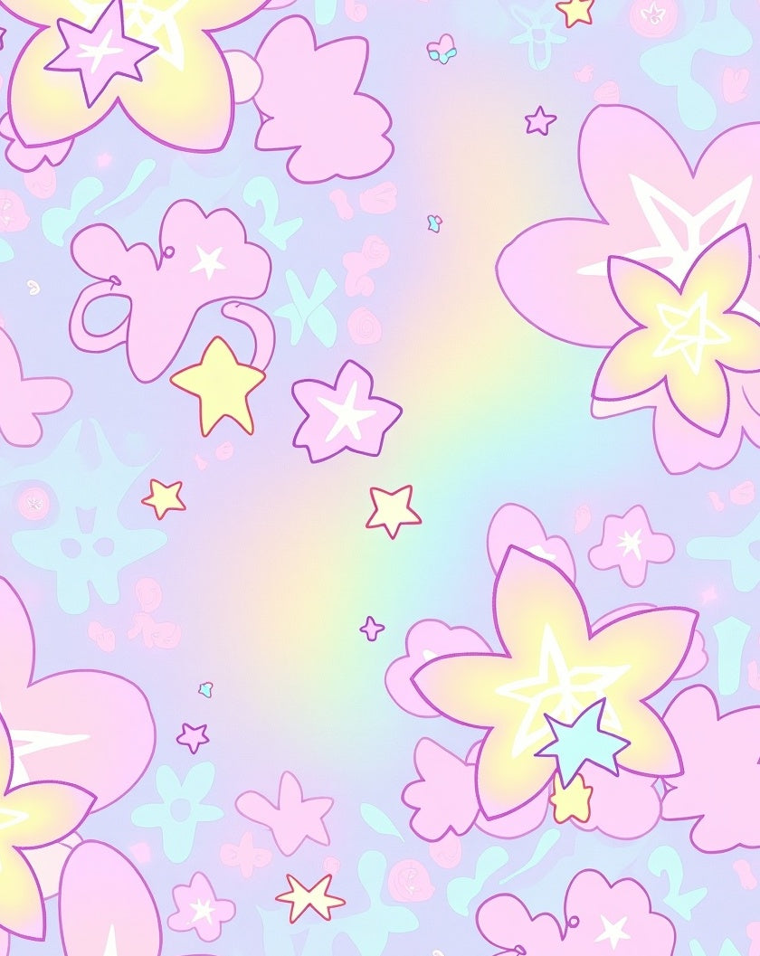 Pastel Star Flower Pattern Rug