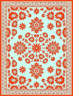 Ornate Floral Symmetry Design Rug