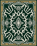 Intricate Dark Green Gold Motif Rug