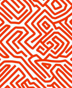 Abstract Orange Maze Pattern Rug