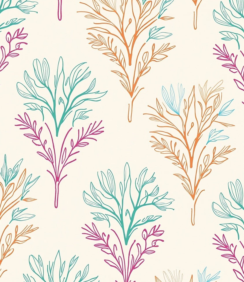 Branching Flora Outline Pattern Rug
