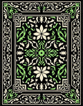 Black Botanical Floral Vine Rug