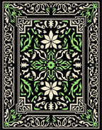 Black Botanical Floral Vine Rug