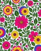 Vibrant Floral Pattern Design Rug