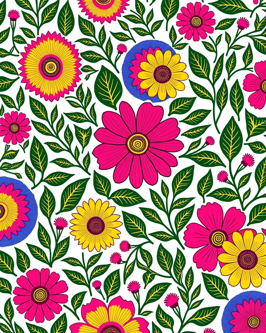 Vibrant Floral Pattern Design Rug