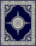 Ornate Dark Blue Floral Medallion Rug