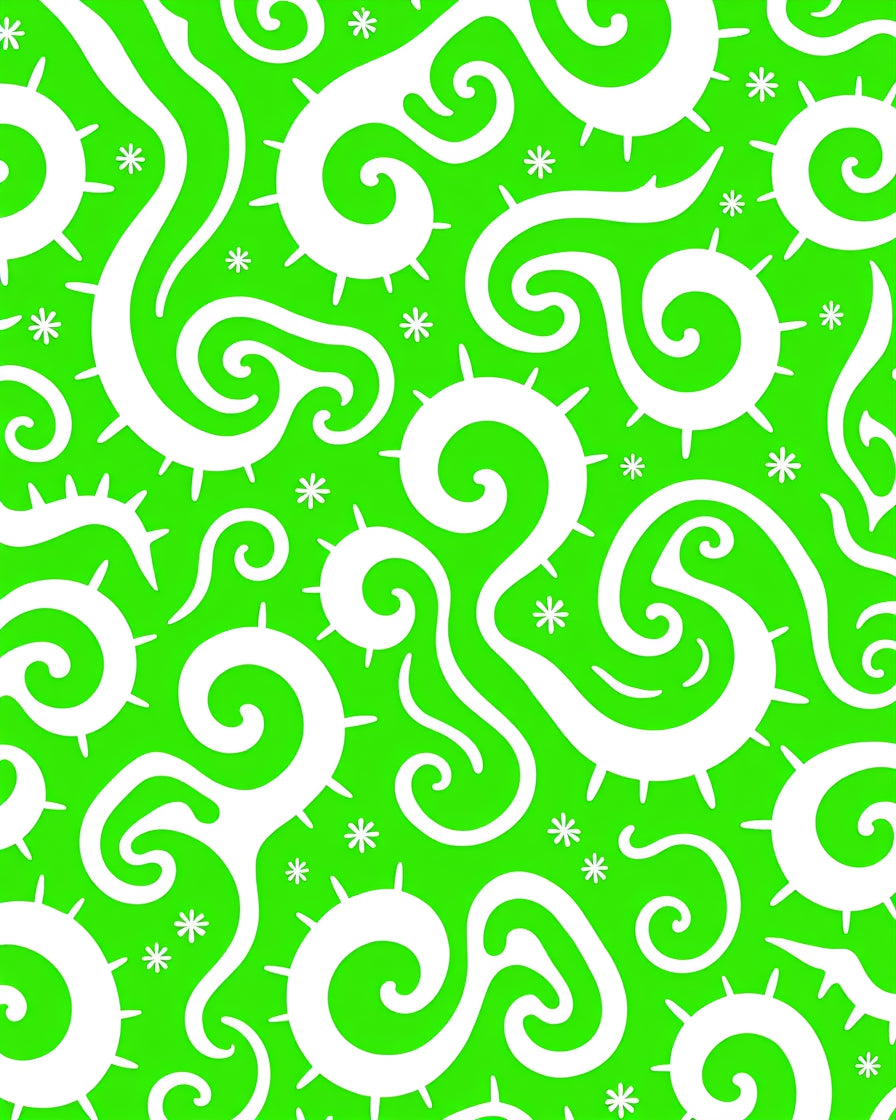 Bright Green Whimsical Swirls Rug