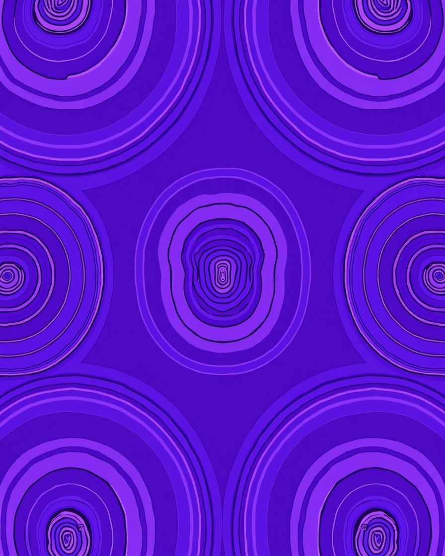 Concentric Circles Purple Abstract Design Rug