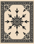 Ornate Black Floral Mandala Border Rug